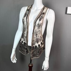 Free people vest M / L western sheer beaded eclectic rodeo‎ festival kimono
